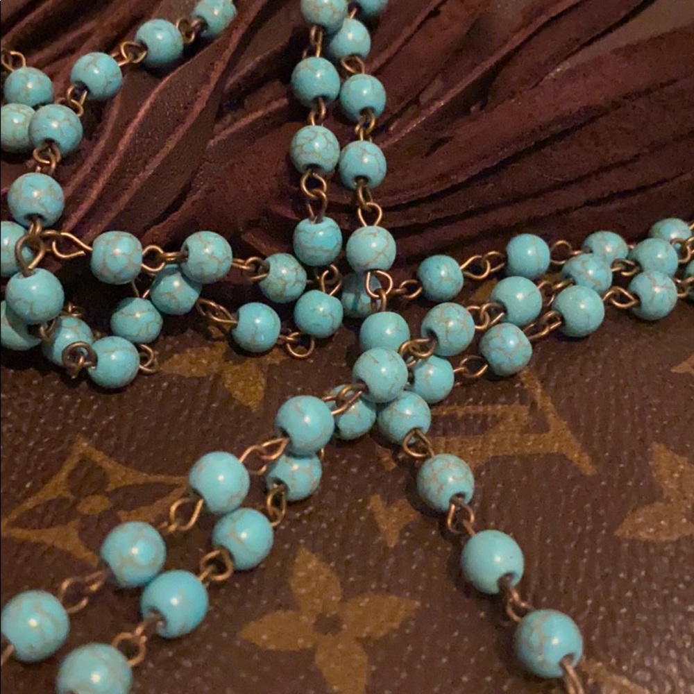 Blue 12” turquoise bead chains x2